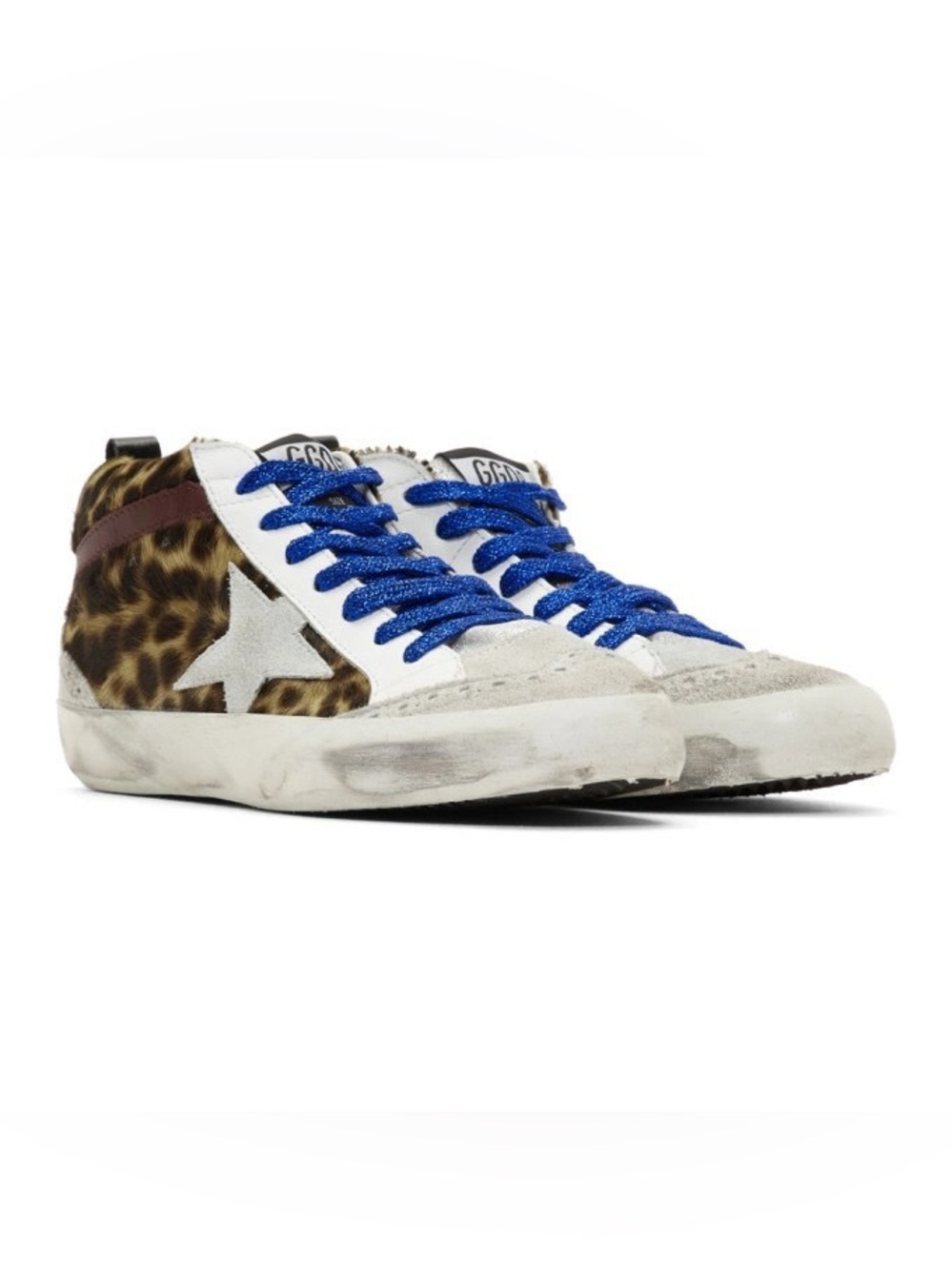 Golden Goose Grey Leopard Mid Star Pony Sneakers